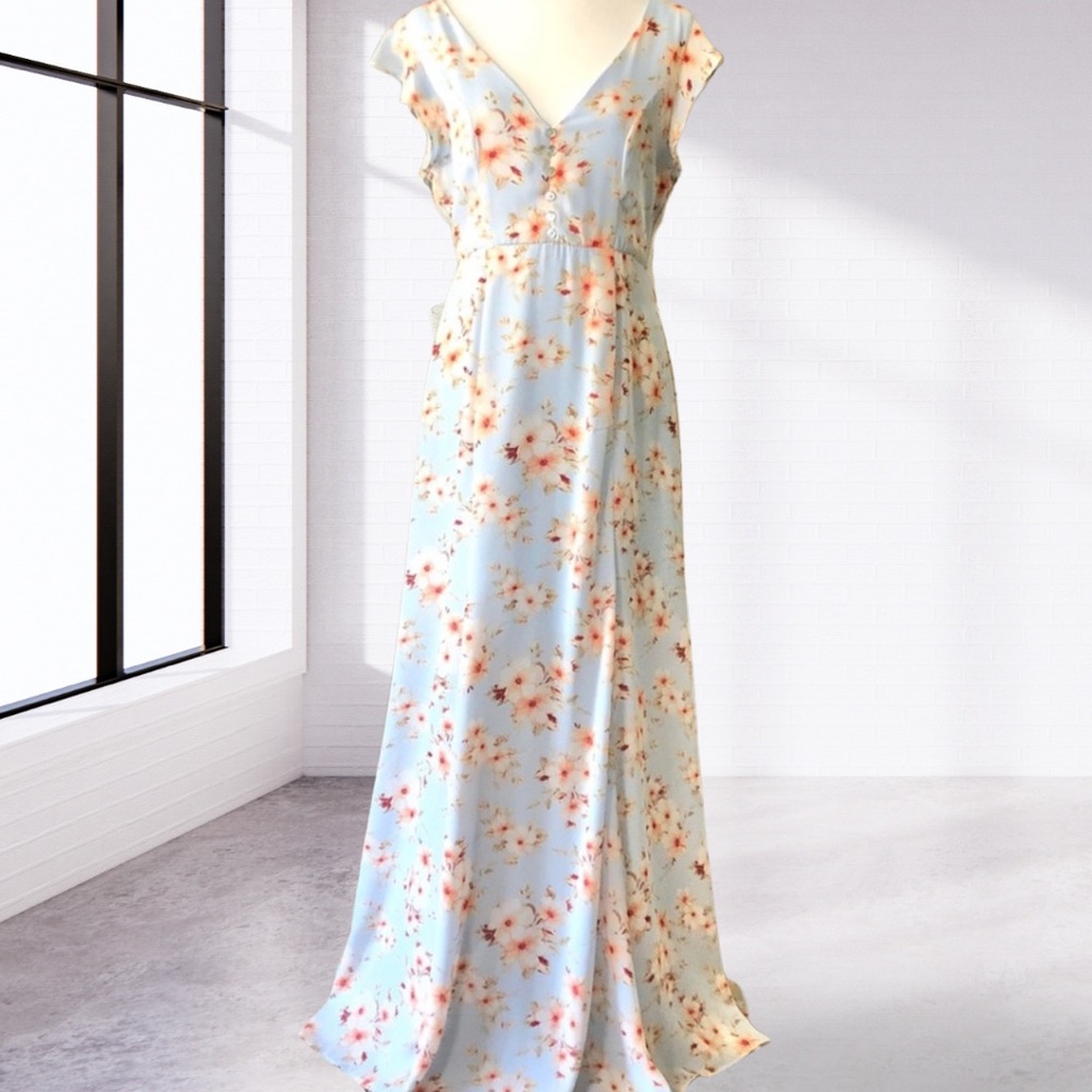 NWT Gorgeous Evening Light Blue Maxi Boho Dress